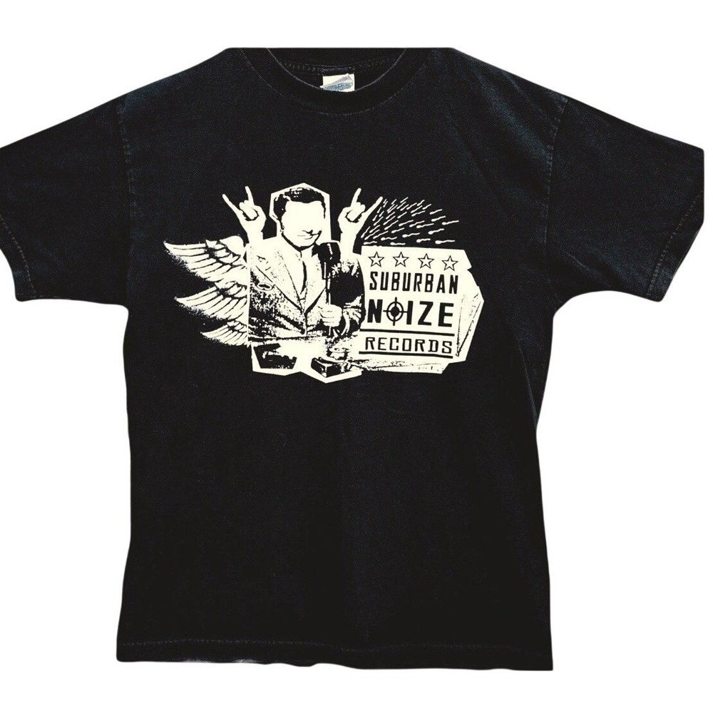 Vintage Suburban Noize Records Tee Size M Black Punk Rock & Hip Hop Label Logo